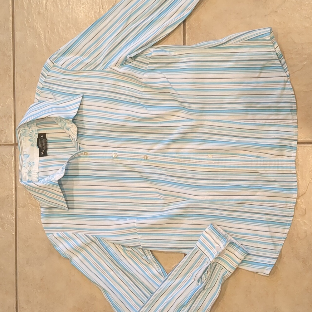 Style & Co. Blue Striped Button Down Shirt Size 8